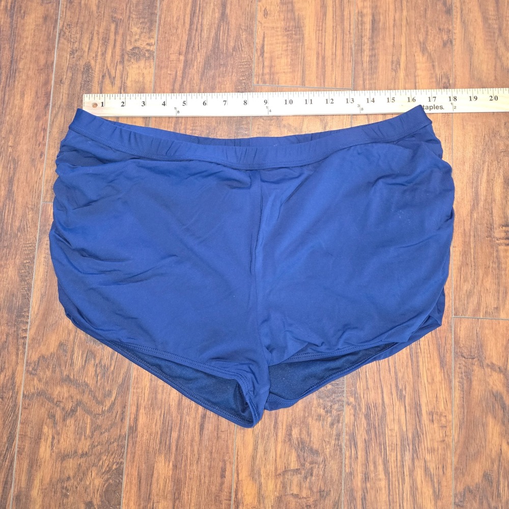 Mynah Swiim Bottom Womens XXL Navy Blue Ruched Side Shorts Boy Short